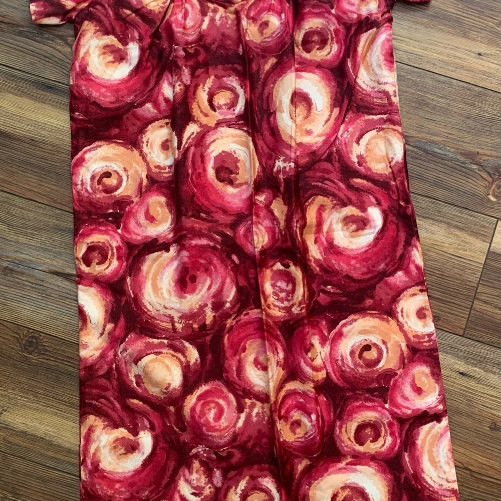 Vintage 60’s Ui- Maikai Floral Shift Dress Orange & Red Size 32 US 4/6 - Picture 5 of 12
